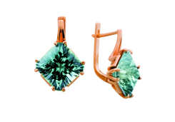 Золотые cерьги с аквамарином