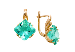 Золотые cерьги с аквамарином