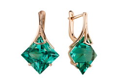 Золотые cерьги с аквамарином