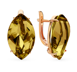 Золотые cерьги с султанитом