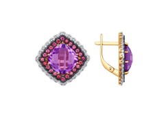 Золотые cерьги с аметистом