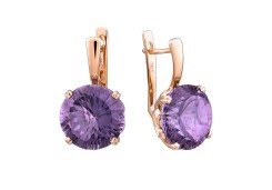 Золотые cерьги с аметистом