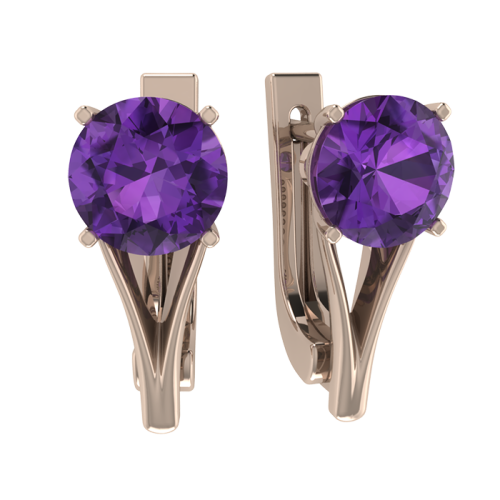 Золотые cерьги с аметистом