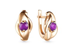Золотые cерьги с аметистом