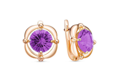 Золотые cерьги с аметистом