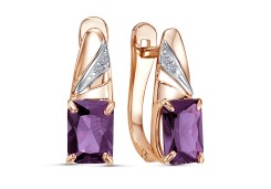 Золотые cерьги с аметистом