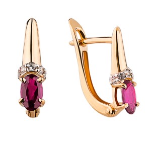 Золотые cерьги с рубином