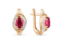 Золотые cерьги с рубином