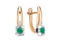 Золотые cерьги с изумрудом
