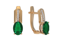 Золотые cерьги с агатом зеленым