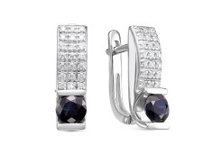 Серьги из белого золота с сапфиром