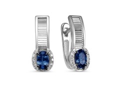 Серьги из белого золота с сапфиром