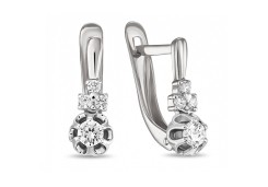 Серьги из белого золота с фианитом