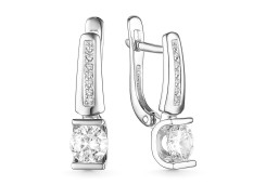 Серьги из белого золота с фианитом