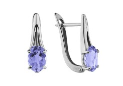 Серьги из белого золота с танзанитом