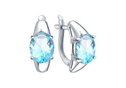 Серьги из белого золота с топазом