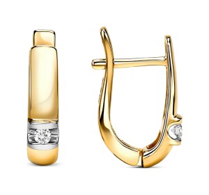 Серьги из желтого золота с бриллиантом