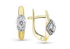 Серьги из желтого золота с фианитом