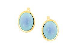 Серьги из желтого золота с халцедоном