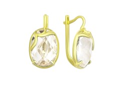 Серьги из желтого золота с горным хрусталем