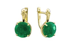 Серьги из желтого золота с агатом зеленым