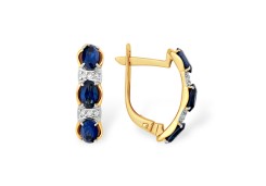 Золотые cерьги с сапфиром