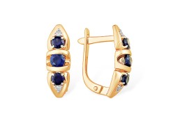 Золотые cерьги с сапфиром