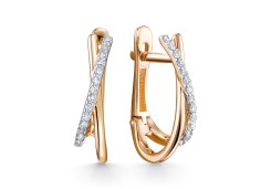 Золотые cерьги с бриллиантом