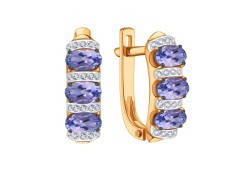 Золотые cерьги с танзанитом