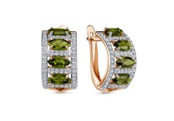 Золотые cерьги с хризолитом