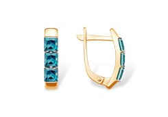 Золотые cерьги с лондон топазом