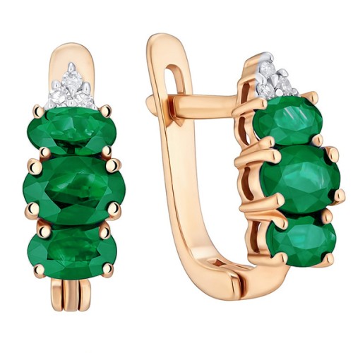 Золотые cерьги с изумрудом