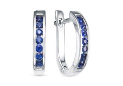 Серьги из белого золота с сапфиром
