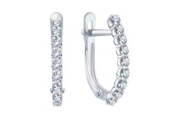 Серьги из белого золота с фианитом