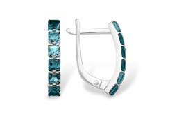 Серьги из белого золота с лондон топазом