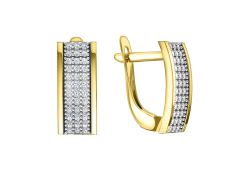 Серьги из желтого золота с фианитом