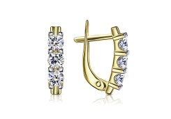 Серьги из желтого золота с фианитом