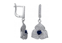 Серебряные cерьги висячие с фианитом