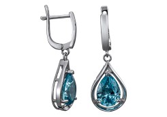 Серебряные cерьги висячие с фианитом