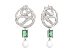 Серебряные cерьги висячие с полудрагоценными камнями