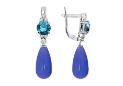 Серебряные cерьги висячие с полудрагоценными камнями