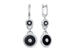 Серебряные cерьги висячие с ониксом