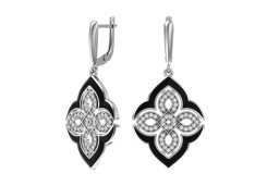 Серебряные cерьги висячие с фианитом