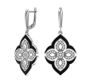 Серебряные cерьги висячие с фианитом