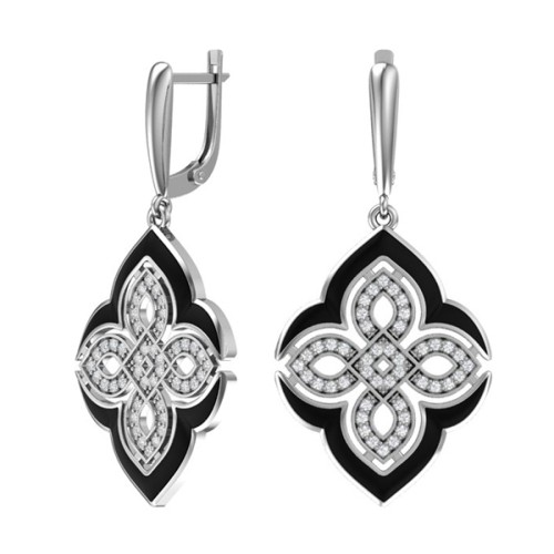 Серебряные cерьги висячие с фианитом