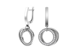 Серебряные cерьги висячие с фианитом