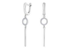 Серебряные cерьги висячие с фианитом