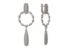 Серебряные cерьги висячие с фианитом