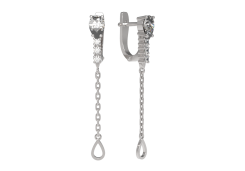 Серебряные cерьги висячие с фианитом