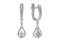 Серебряные cерьги висячие с фианитом